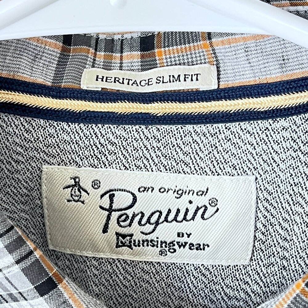 Penguin Long Sleeve Plaid Long Sleeve Buttom Up Slim Fit M - Picture 8 of 10